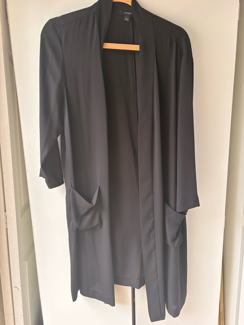 Alfani Black Open Front Chiffon Longline Cardigan